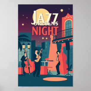 New Orleans Jazz Night – Vintage Art Poster