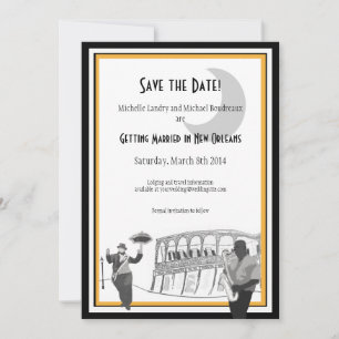 New Orleans Jazz Save the Date (black & gold)