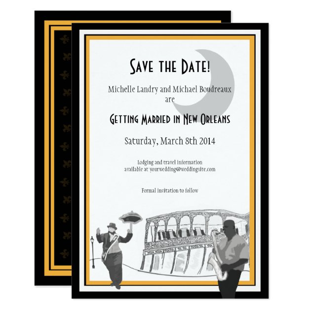 New Orleans Jazz Save The Date (black & Gold) Card