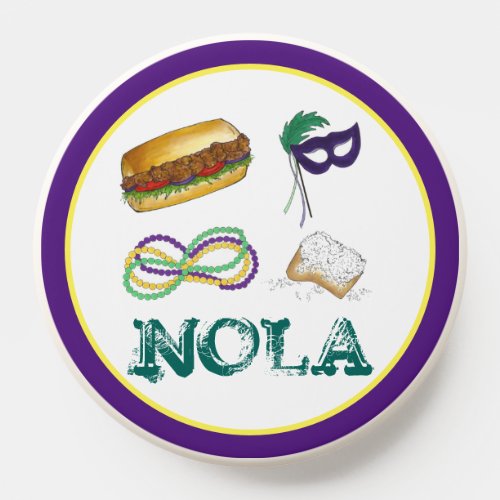 New Orleans LA Beignet Mask Beads Mardi NOLA PopSocket