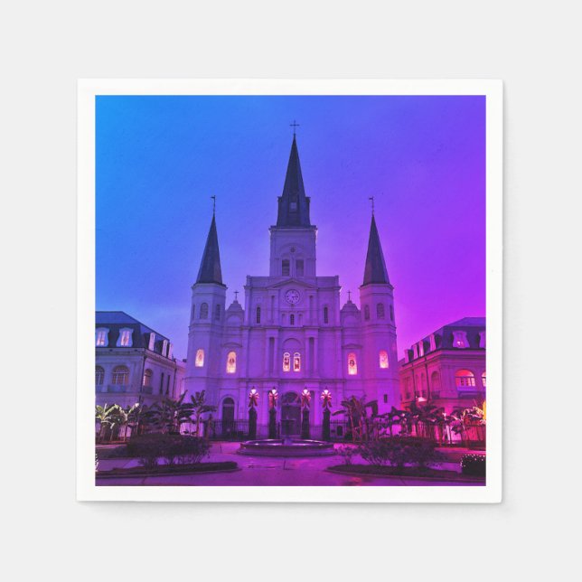 New Orleans, LA Cathedral Basilica, Jackson Square Napkins (Front)