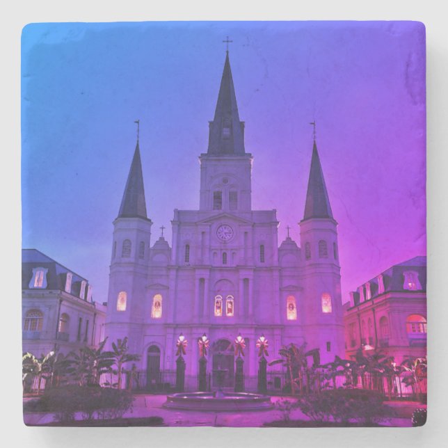New Orleans, LA Cathedral Basilica, Jackson Square Stone Coaster (Front)
