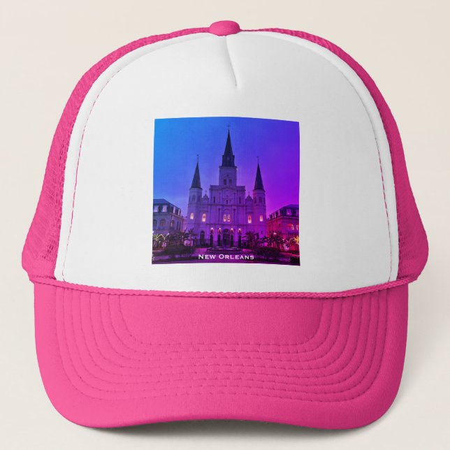 New Orleans, LA Cathedral Basilica, Jackson Square Trucker Hat (Front)