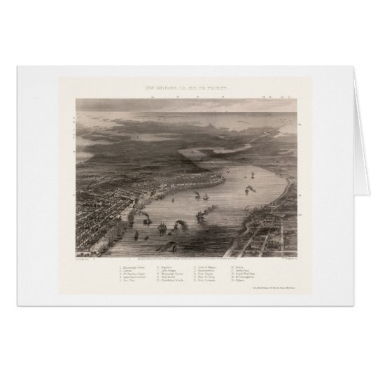New Orleans, LA Panoramic Map - 1863 Cards (Front Horizontal)