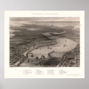 New Orleans, LA Panoramic Map - 1863 Poster