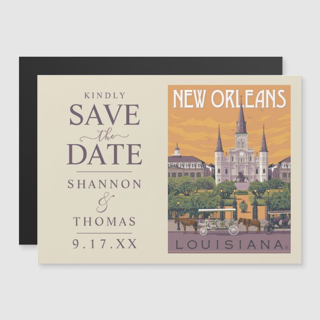 New Orleans, LA | Save the Date Magnetic Invitation (Front/Back)