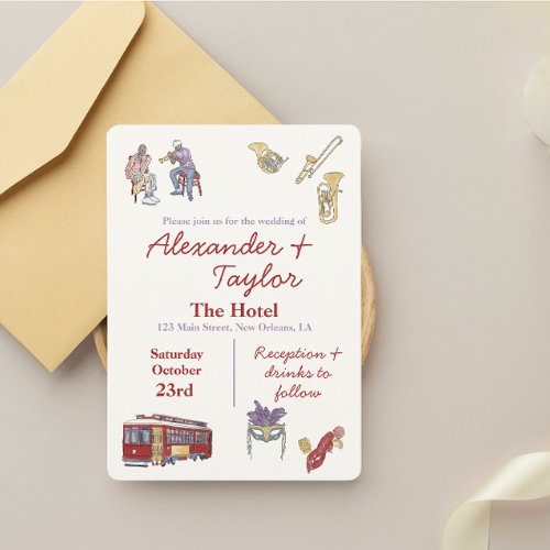 New Orleans LA Wedding Invitations 