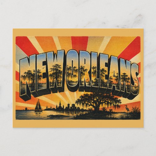 New Orleans Lake Pontchartrain Bayou Oak Art Postcard