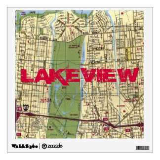 New Orleans Lakeview Map Print Wall Sticker