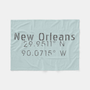 New Orleans Latitude & Longitude Fleece Blanket