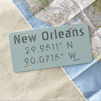 New Orleans Latitude & Longitude License Plate