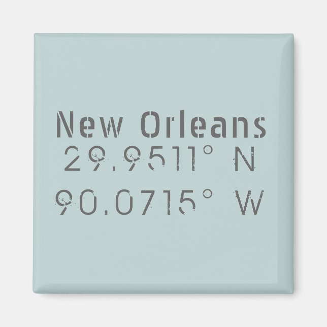 New Orleans Latitude & Longitude Magnet (Front)
