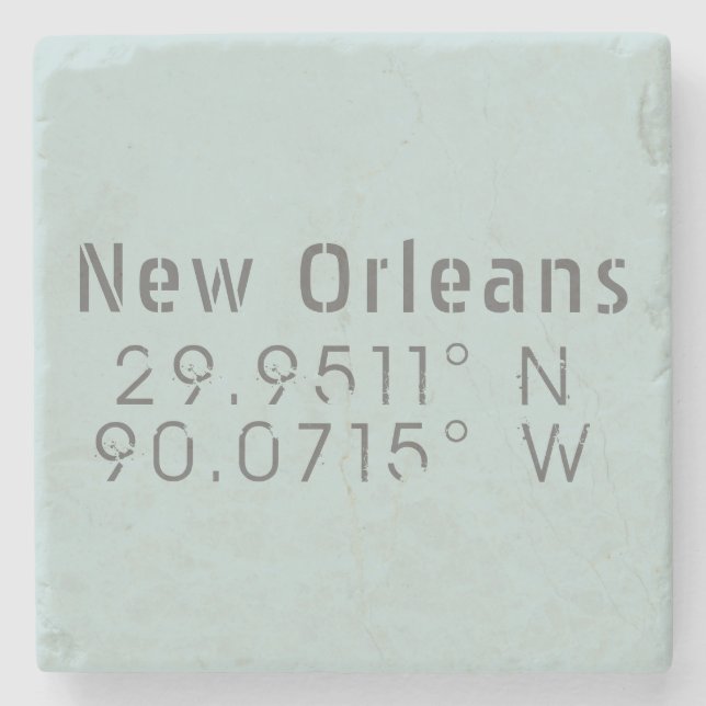 New Orleans Latitude Longitude Stone Coaster (Front)
