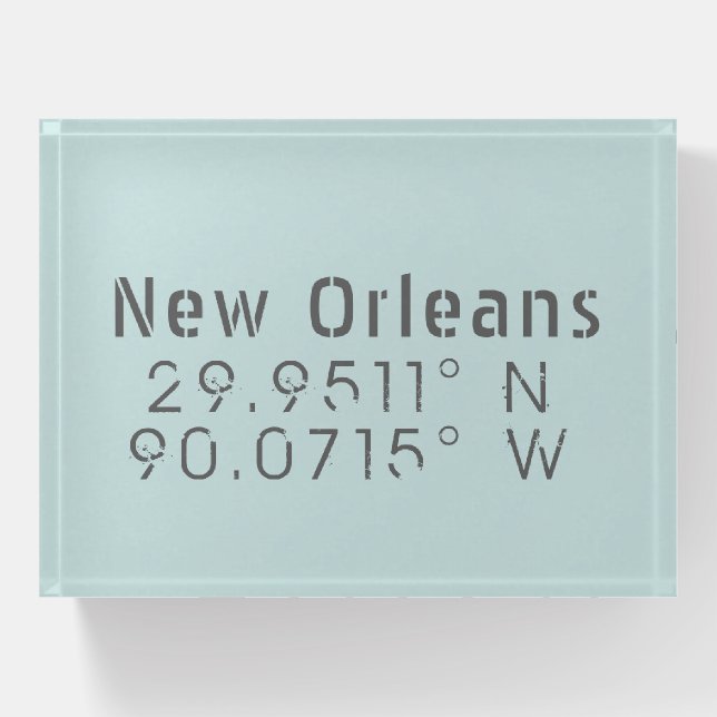 New Orleans Longitude Latitude  Paperweight (Front)