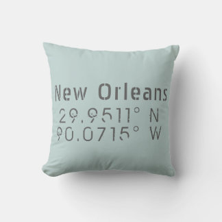 New Orleans Longitude Latitude Throw Pillow