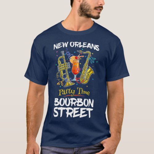 New Orleans Louisiana Bourbon Street Jazz Party T_Shirt