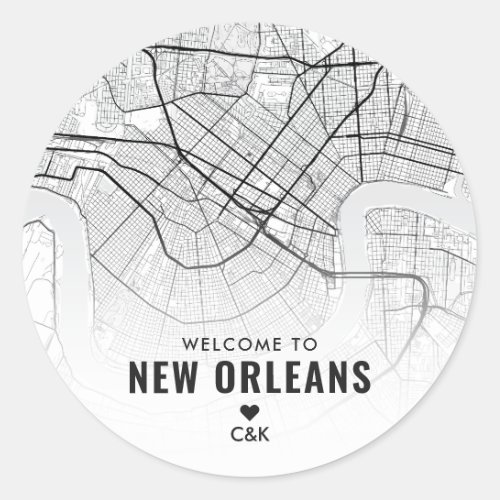 New Orleans Louisiana City Map  Wedding Welcome Classic Round Sticker
