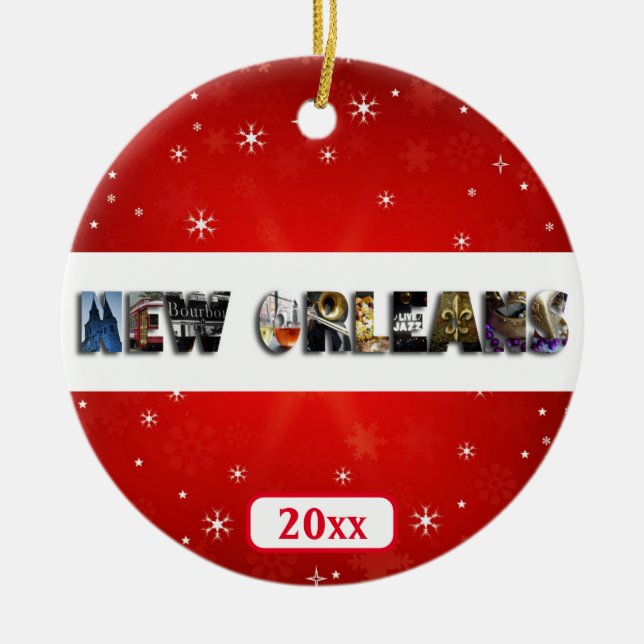 New Orleans Louisiana French Quarter Christmas Ceramic Ornament (Front)