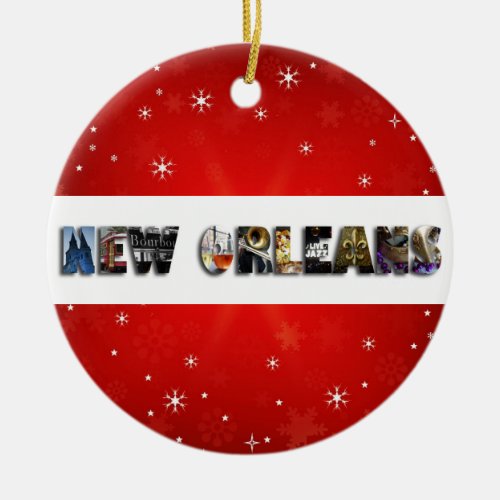 New Orleans Louisiana French Quarter Christmas Ceramic Ornament