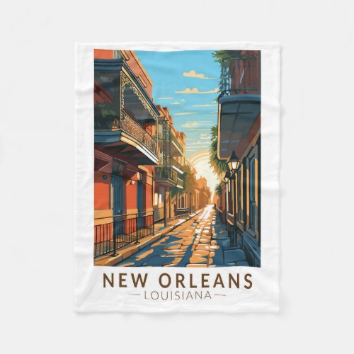New Orleans Louisiana French Quarter Travel Art Fleece Blanket