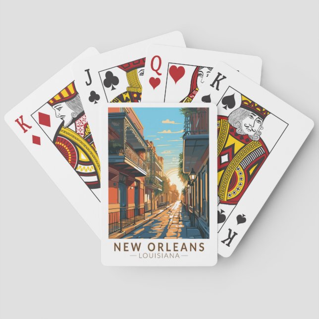 New Orleans Louisiana French Quarter Travel Art Poker Cards (Back)