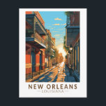 New Orleans Louisiana French Quarter Travel Art Postcard<br><div class="desc">New Orleans retro vector travel design. Nicknamed the "Big Easy, " it's known for its round-the-clock nightlife,  vibrant live-music scene and spicy,  singular cuisine reflecting its history as a melting pot of French,  African and American cultures.</div>