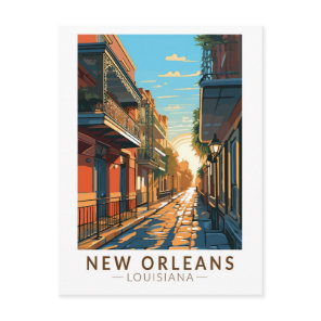 New Orleans Louisiana French Quarter Travel Art Postcard