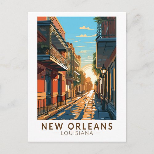 New Orleans Louisiana French Quarter Travel Art Postcard