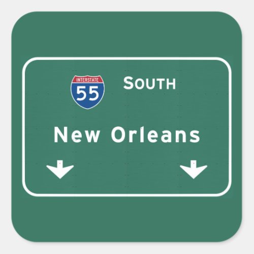 New Orleans Louisiana Interstate Highway Freeway  Square Sticker