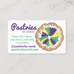 New Orleans Louisiana King Cake Beignets Bakery Business Card
