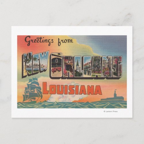 New Orleans Louisiana _ Large Letter Scenes Postcard