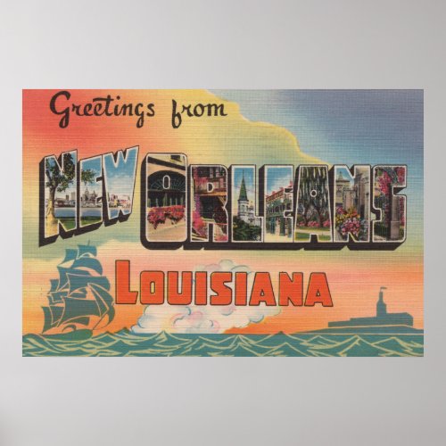 New Orleans Louisiana _ Large Letter Scenes Poster