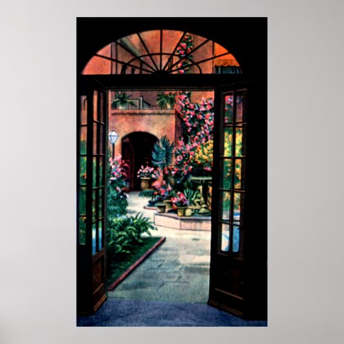 New Orleans Louisiana Little Theater Courtyard Poster
