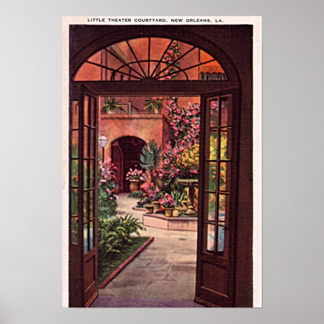 New Orleans Louisiana Little Theater Courtyard Poster (Front)