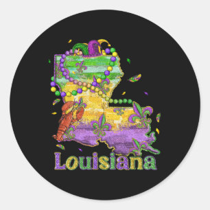 New Orleans Louisiana Map Fleur De Lis Mardi Gras  Classic Round Sticker