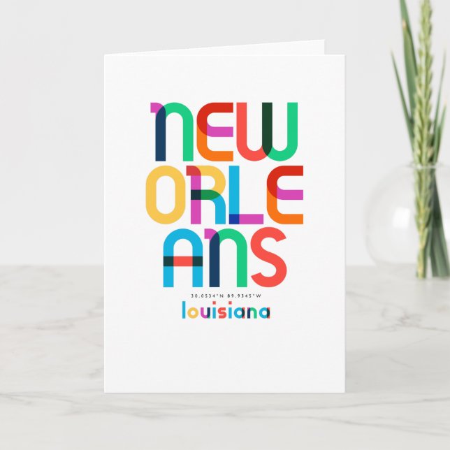 New Orleans Louisiana Mid Century, Pop Art, Card (Front)