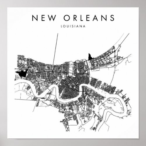 New Orleans Louisiana Minimal Modern Street Map Poster