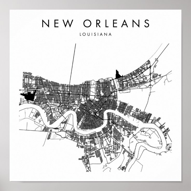 New Orleans Louisiana Minimal Modern Street Map Poster | Zazzle