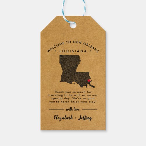 New Orleans Louisiana Minimalist Wedding Welcome Gift Tags