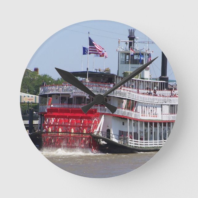 New Orleans Louisiana Mississippi River Boat Round Clock (Front)