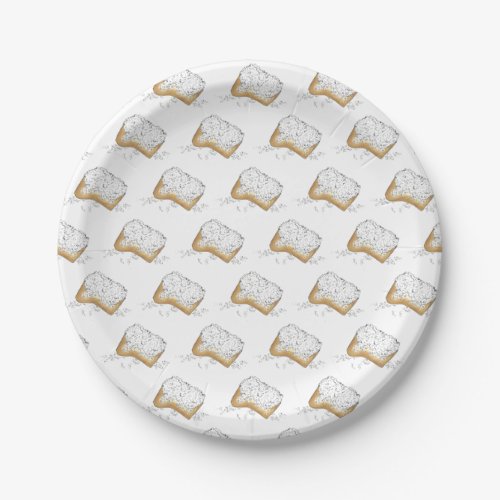 New Orleans Louisiana NOLA Sugary Beignet Pastry Paper Plates