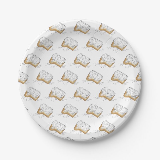 New Orleans Louisiana NOLA Sugary Beignet Pastry Paper Plates (Front)