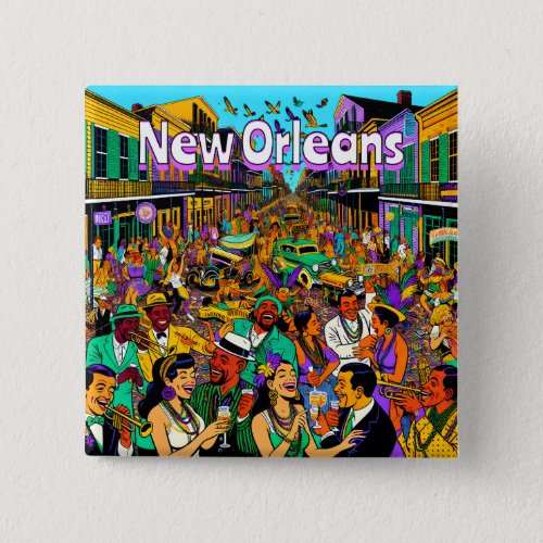 New Orleans Louisiana People Having Fun Button