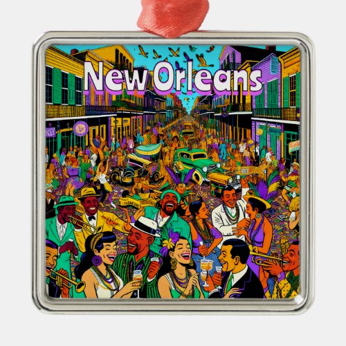 New Orleans Louisiana People Having Fun Metal Ornament
