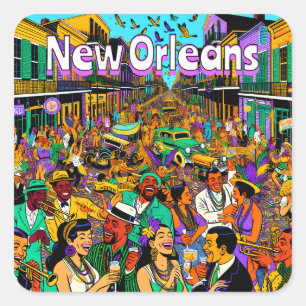 New Orleans, Louisiana People Having Fun Square Sticker