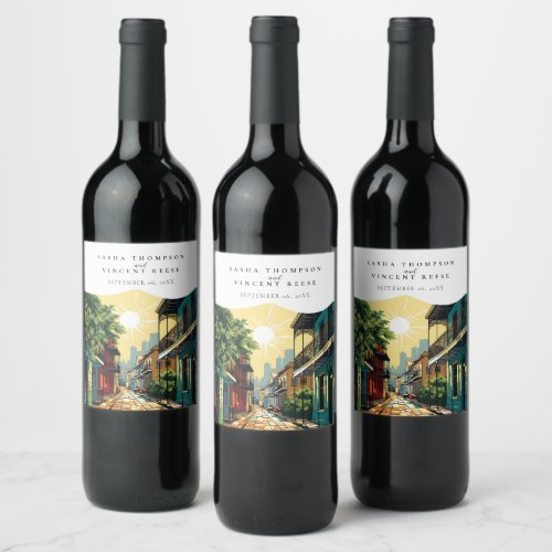 New Orleans Louisiana Retro Wine Label