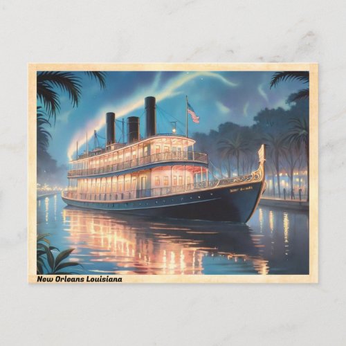 New Orleans Louisiana River Boat Vintage Postcard