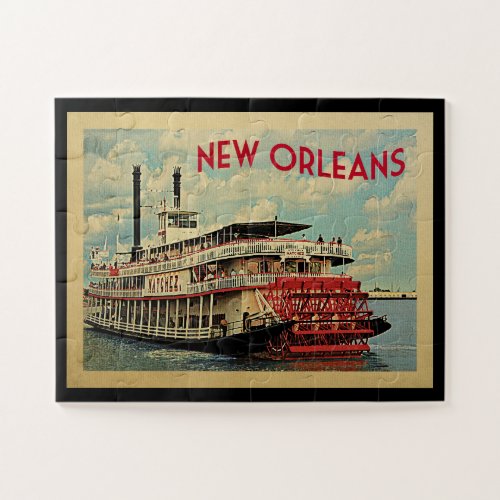 New Orleans Louisiana River Boat Vintage Travel Jigsaw Puzzle