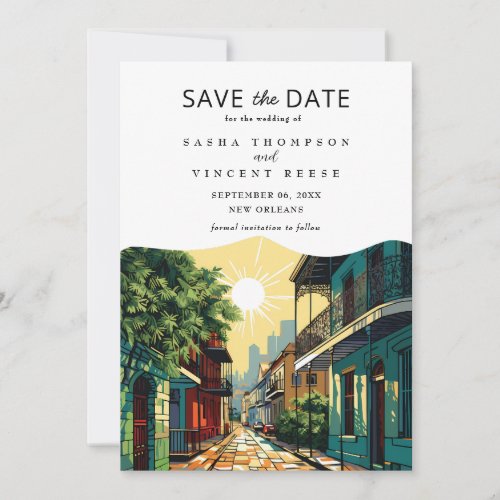 New Orleans Louisiana Save The Date Retro Invitation
