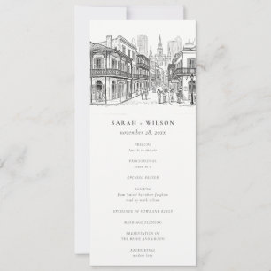New Orleans Louisiana Sketch Wedding Program